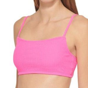 DKNY Textured Bralette Bikini Top Pink Size Medium
